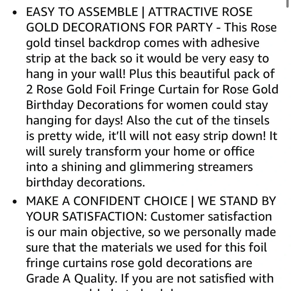 NWT Rose Gold Metallic Fringe Backdrop Party Birthday Curtains